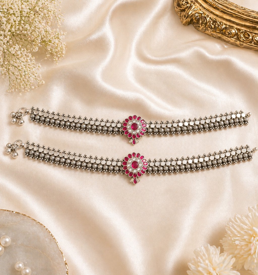 Padmavalli Royal Floral Anklet