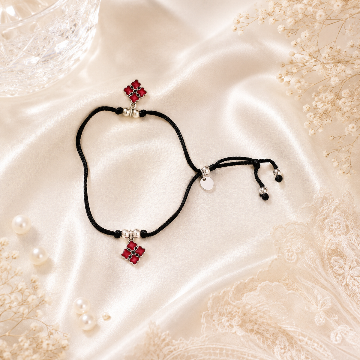 Crimson Bloom Thread Anklet