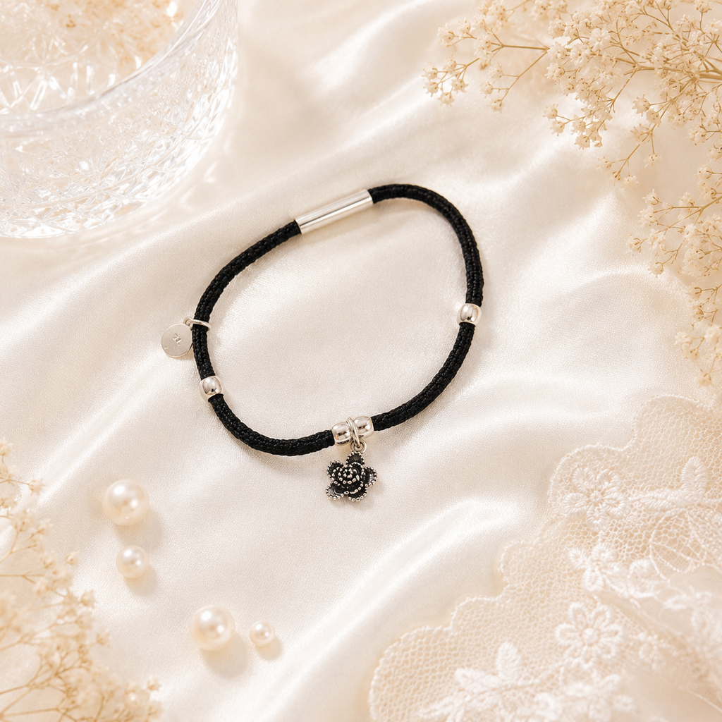 Midnight Rose Thread Anklet