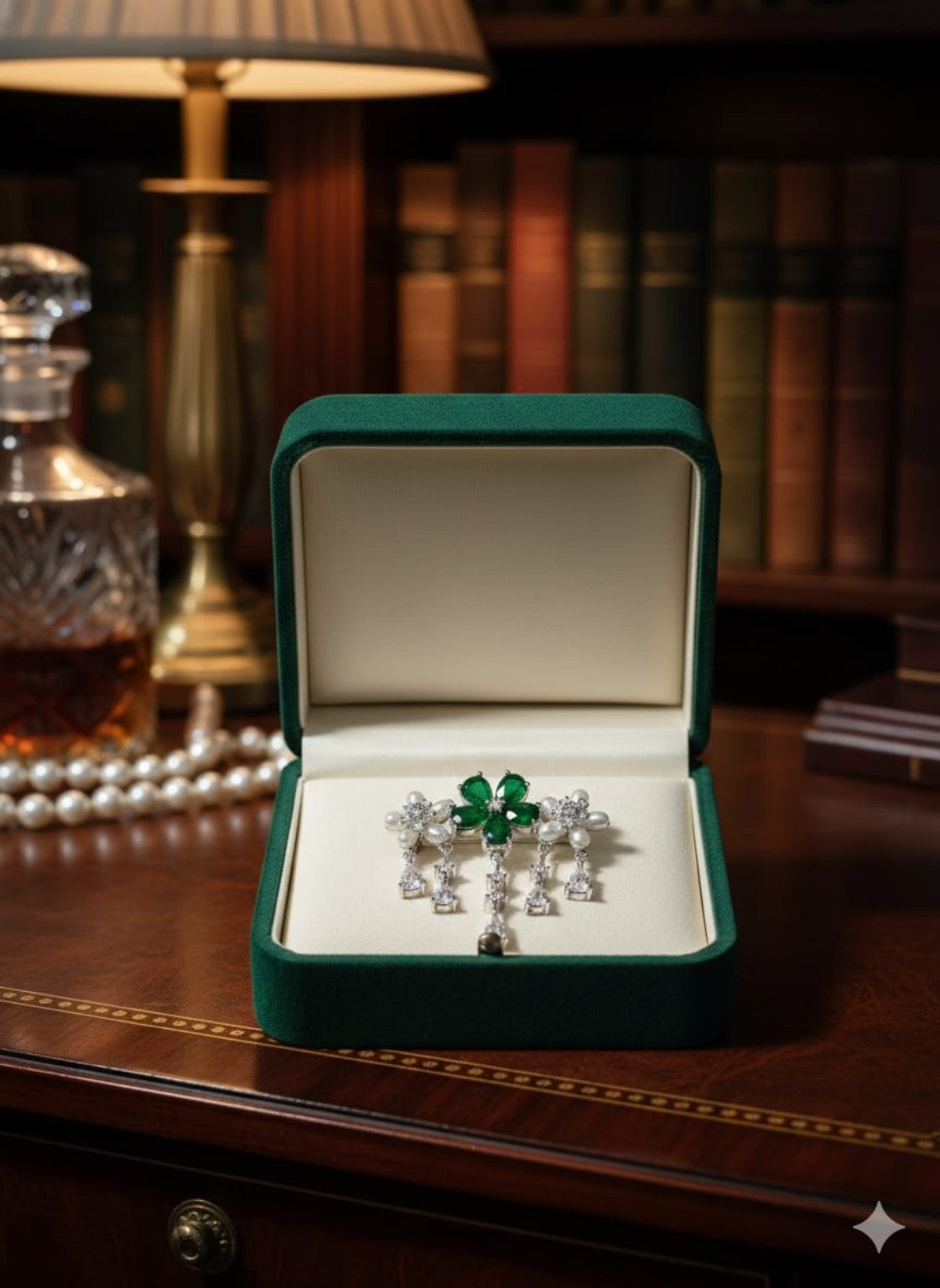 Emerald Cascade Brooch