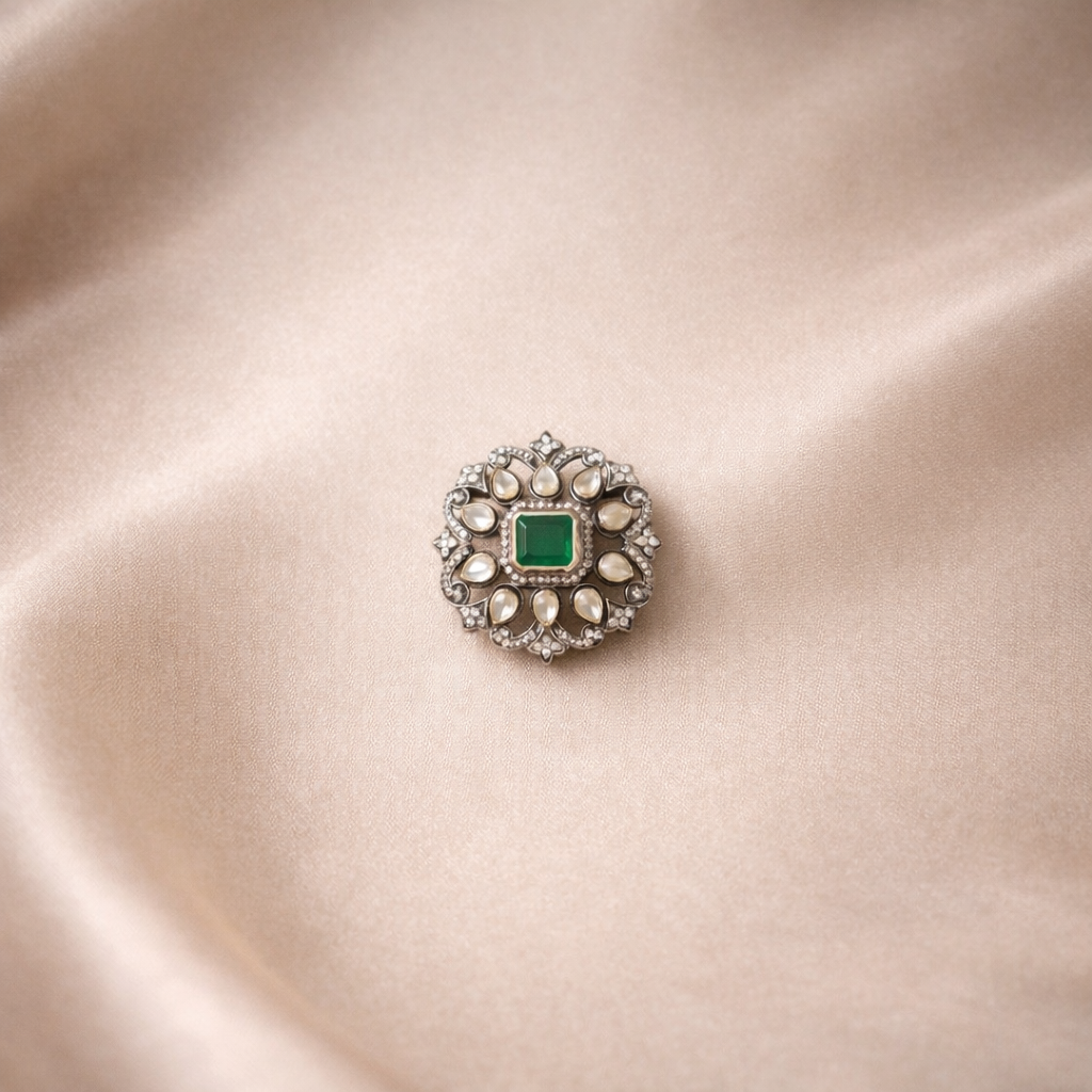 Ruhani Emerald Floral Brooch