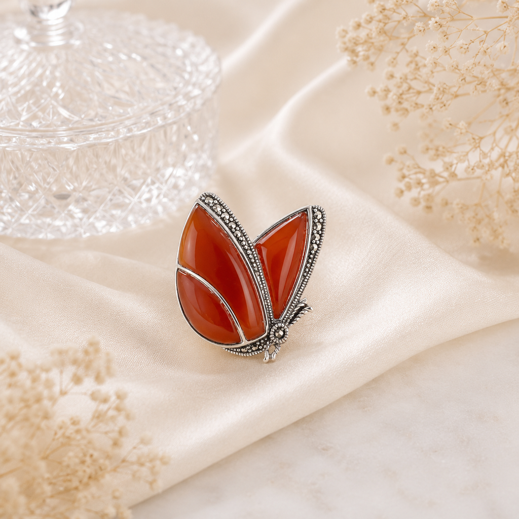 Crimson Flutter Brooch