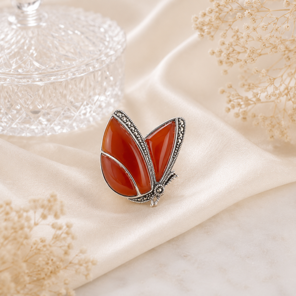 Crimson Flutter Brooch