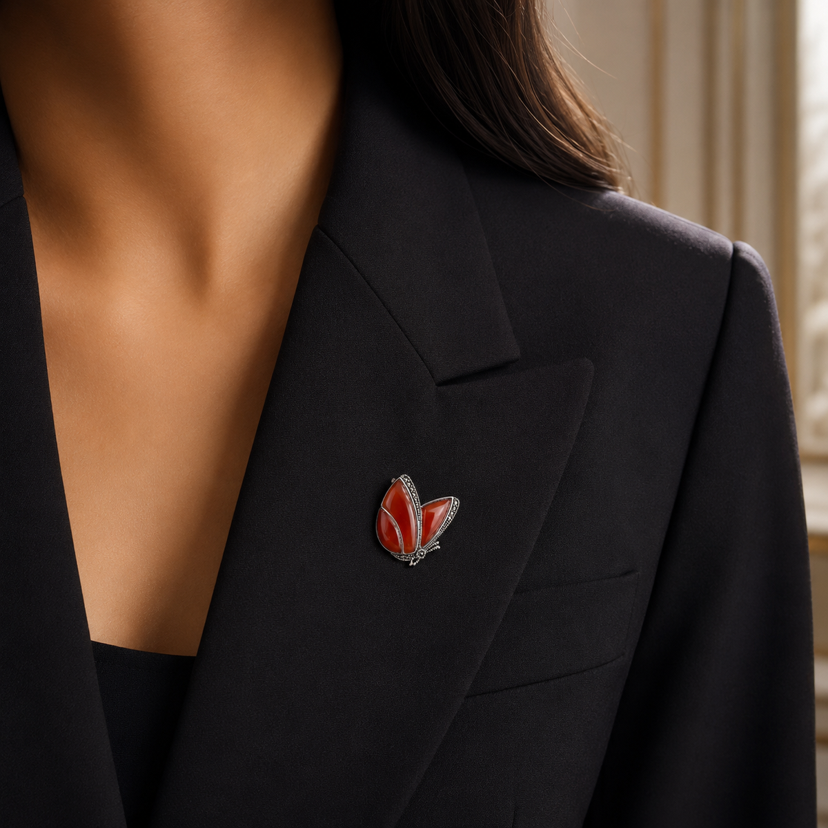 Crimson Flutter Brooch