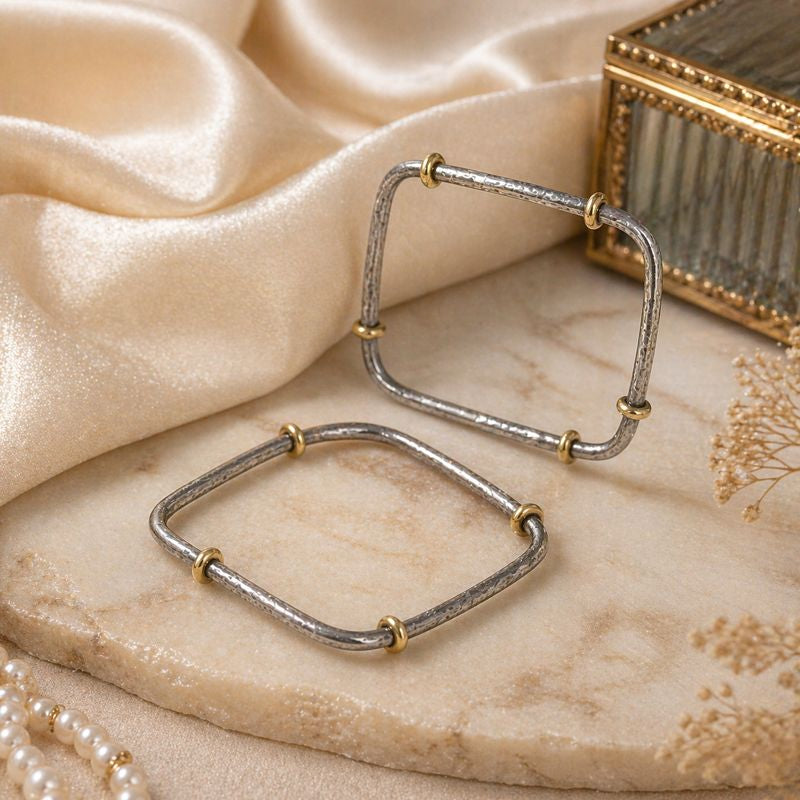 Vedika Square Silver Bangles