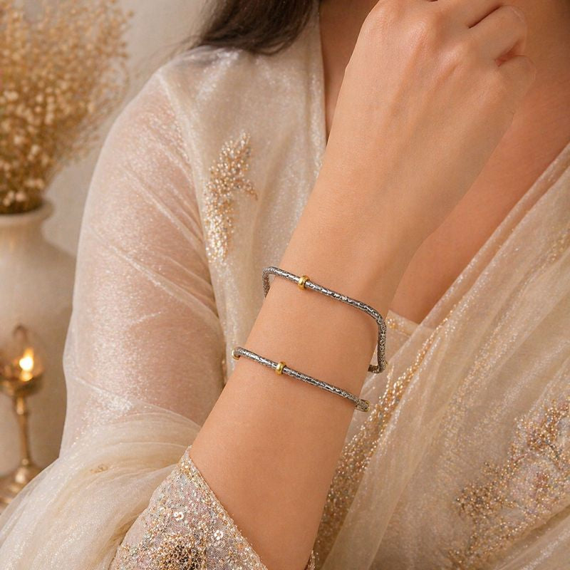 Vedika Square Silver Bangles
