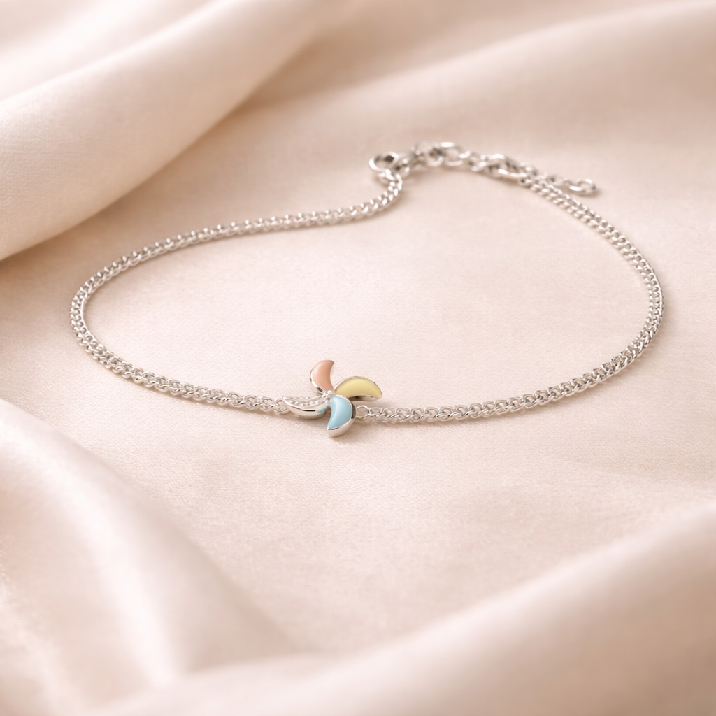 Pastel Pinwheel Silver Baby Bracelet