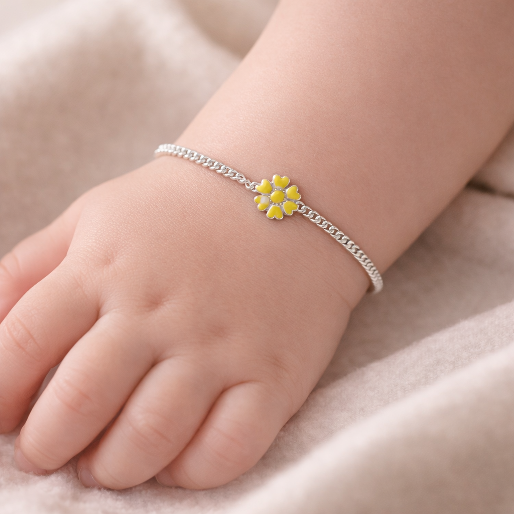 Sunny Bloom Silver Baby Bracelet
