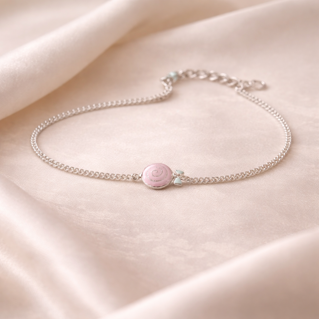 Blush Swirl Silver Baby Bracelet