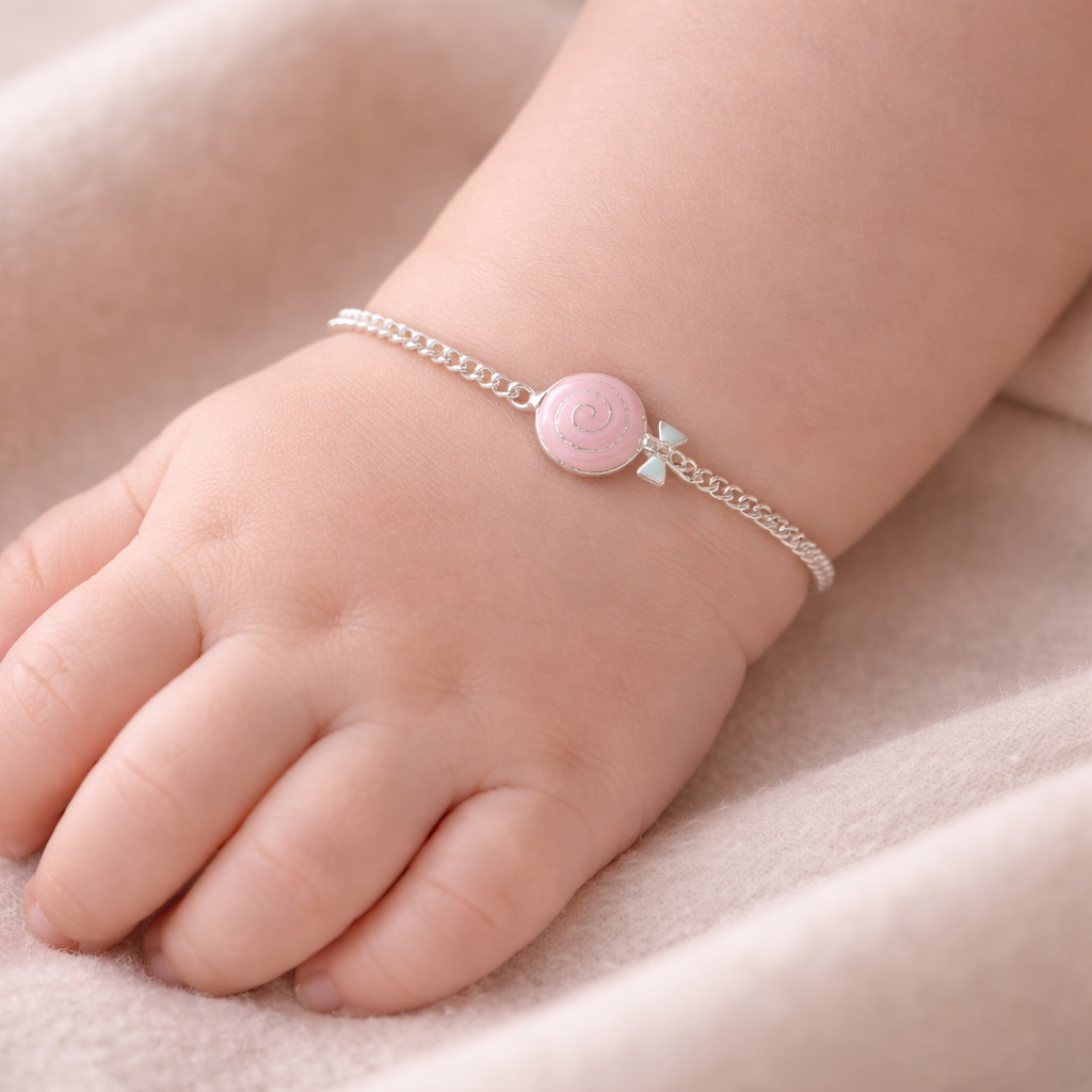 Blush Swirl Silver Baby Bracelet