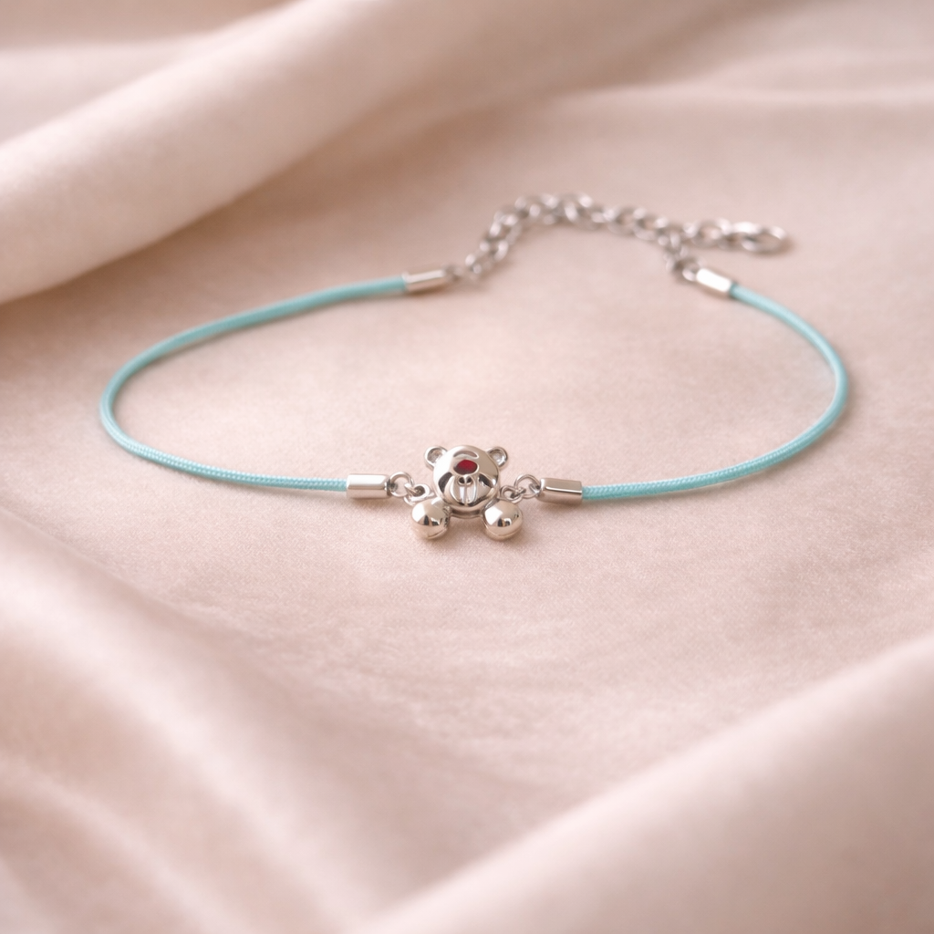 Teddy Hug Silver Baby Bracelet