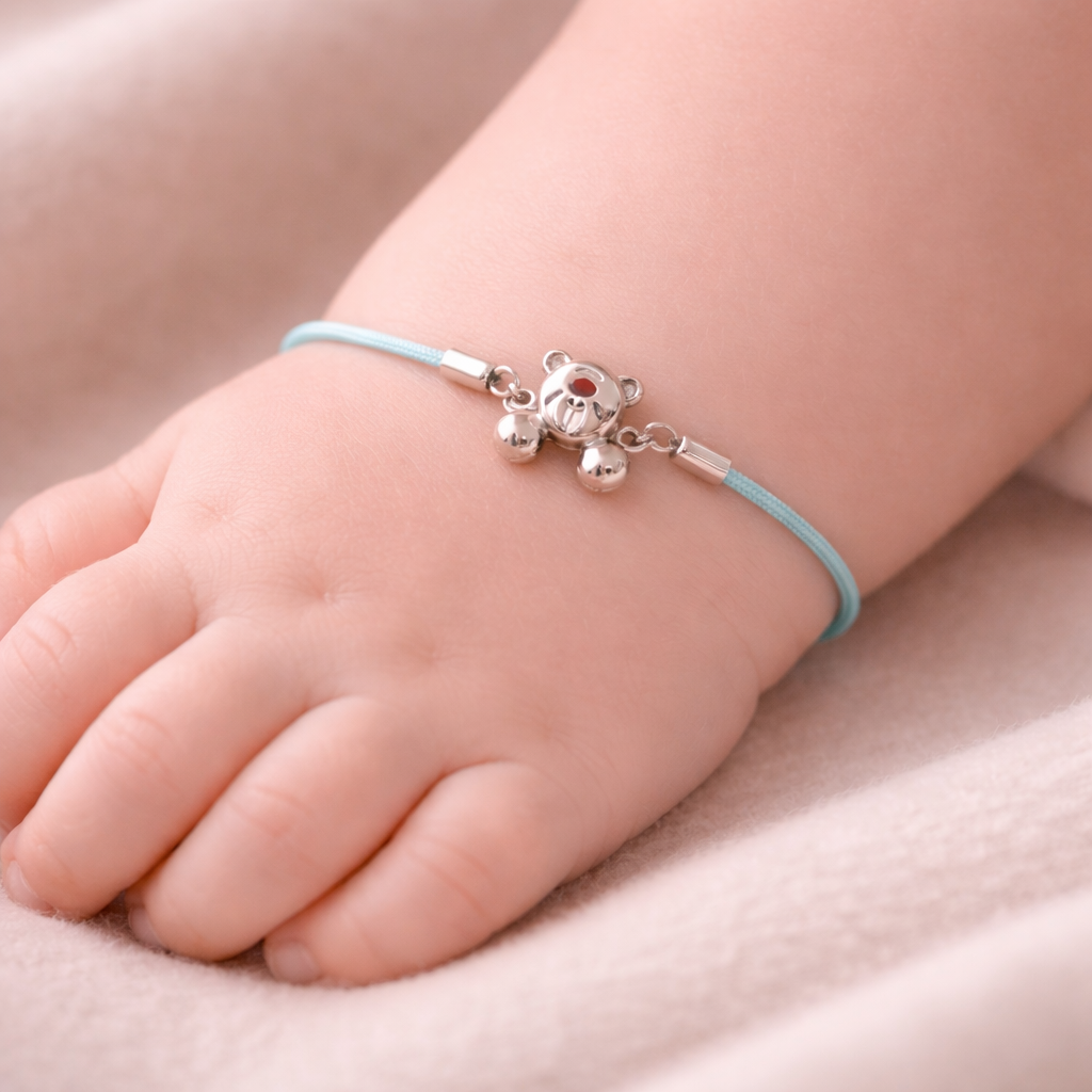 Teddy Hug Silver Baby Bracelet