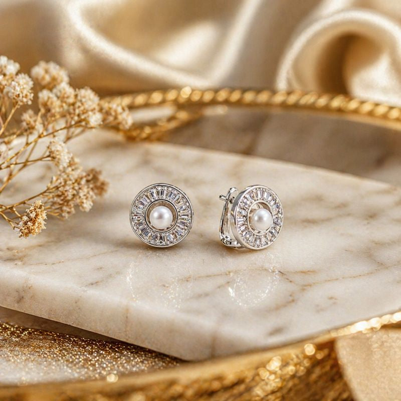 Pearl Halo Baby Hoops