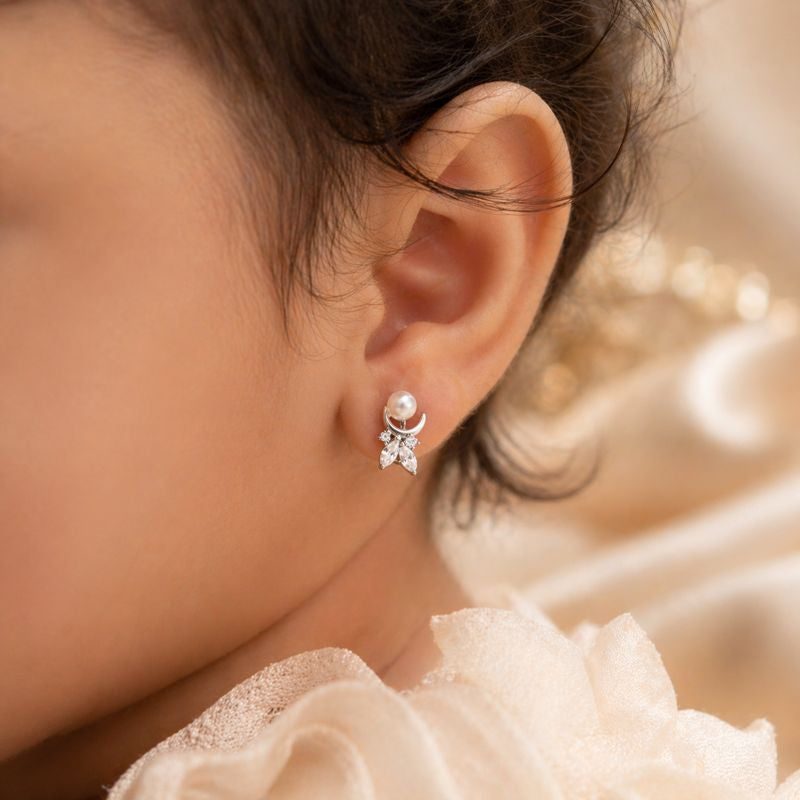 Moonlit Pearl Baby Hoops