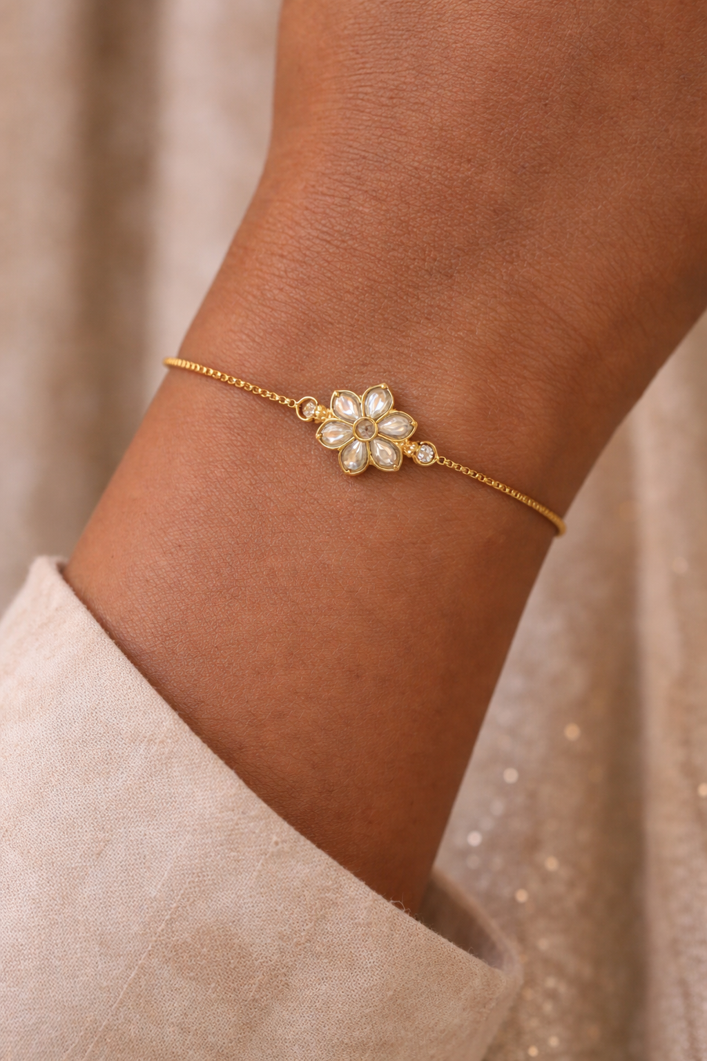 Kumudini Kundan Flower Bracelet