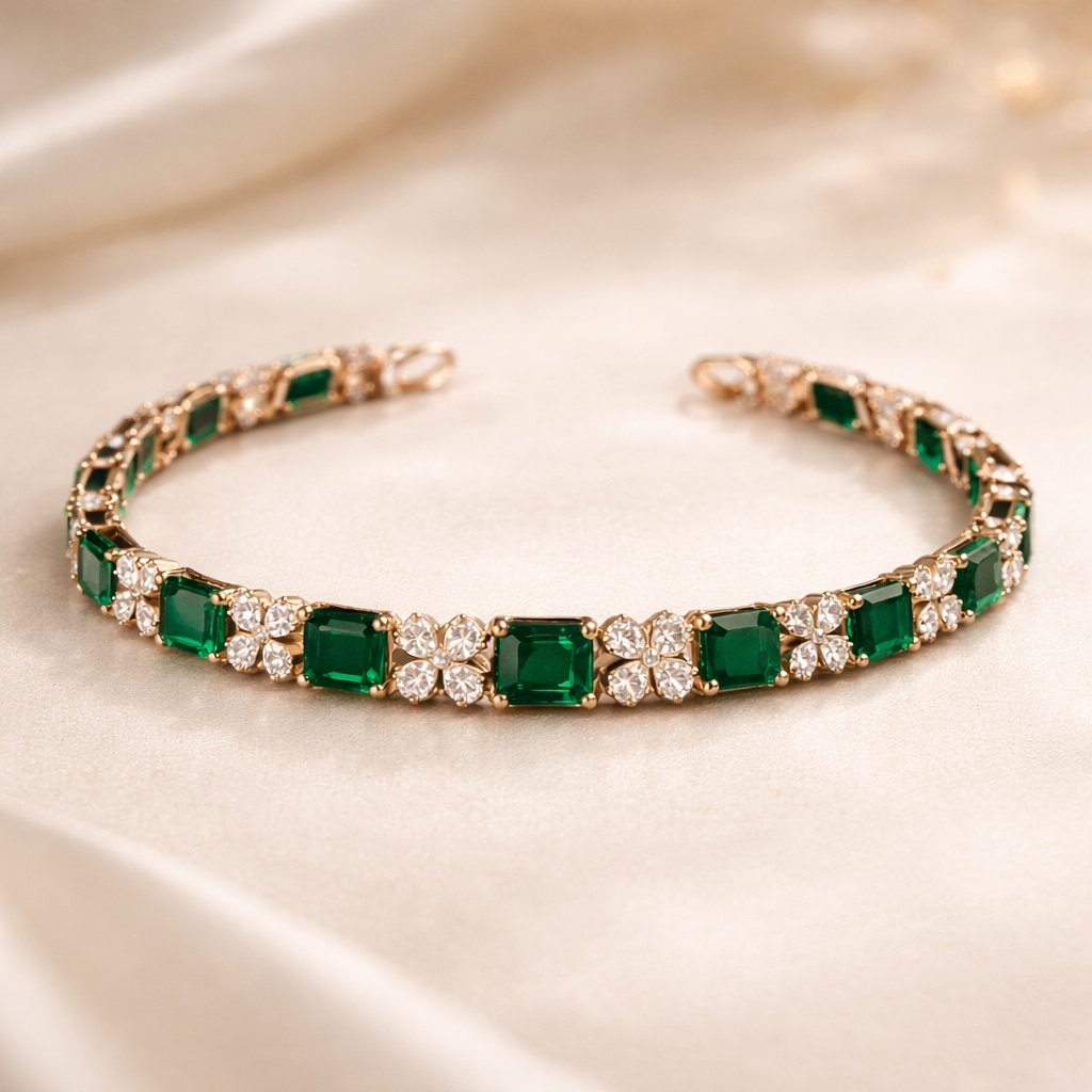 Emerald Bloom Rose-Gold Bracelet