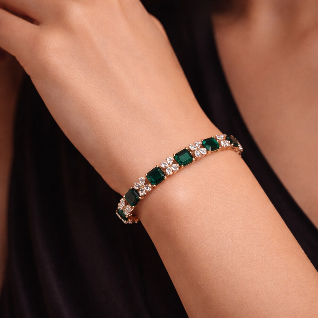 Emerald Bloom Rose-Gold Bracelet