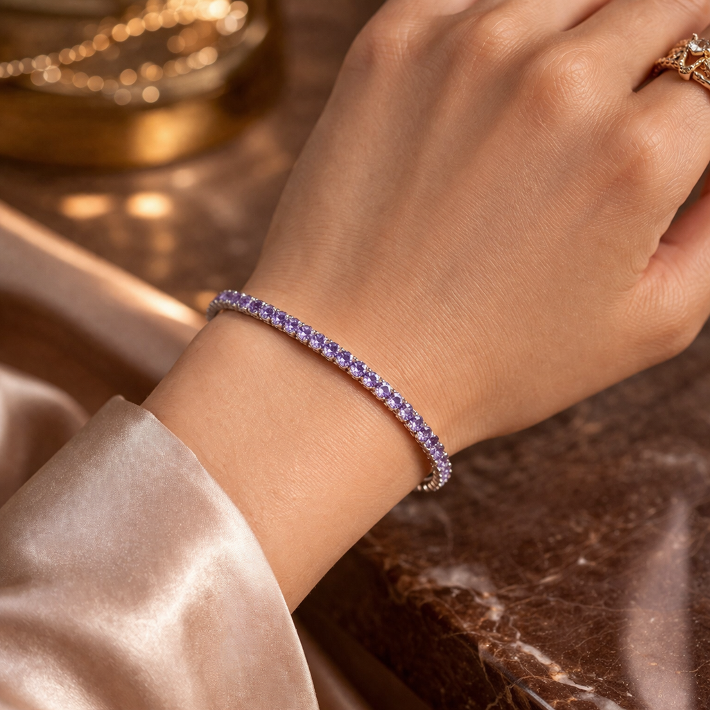 Amethyst Glow Flex Tennis Bracelet