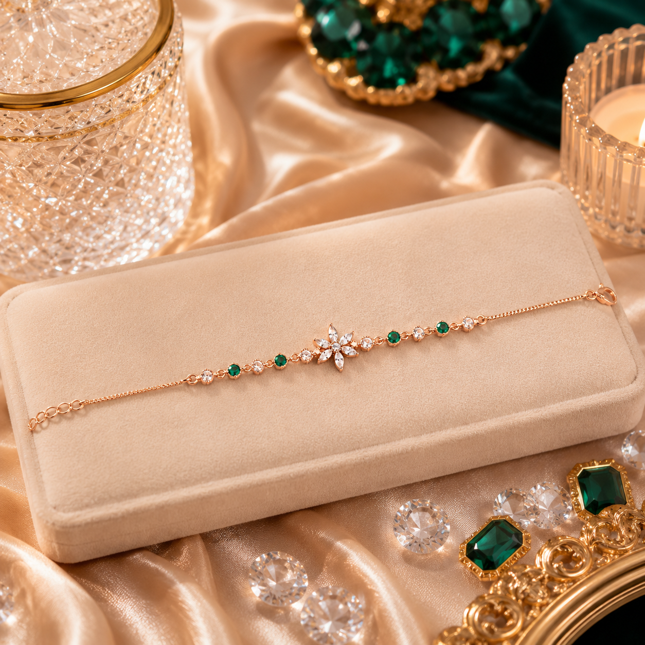 Elara Emerald Bloom Bracelet