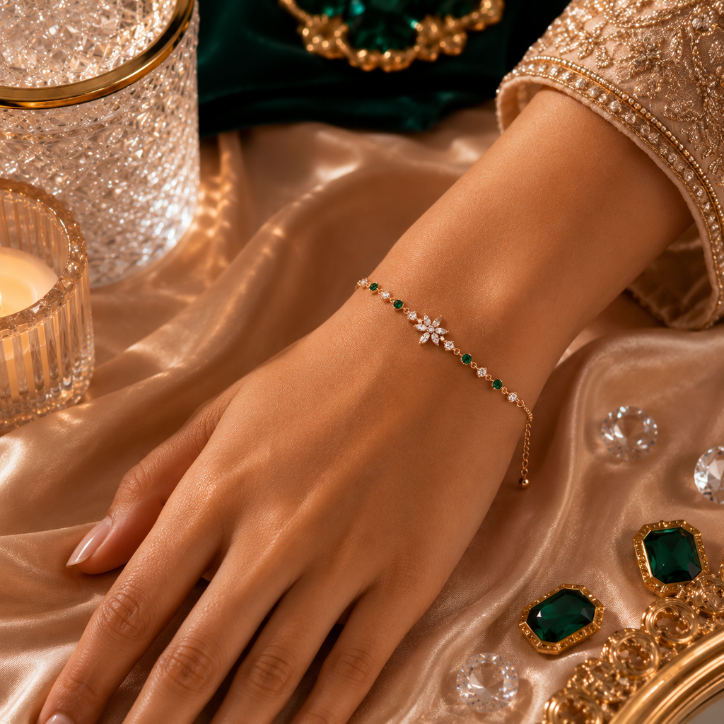 Elara Emerald Bloom Bracelet