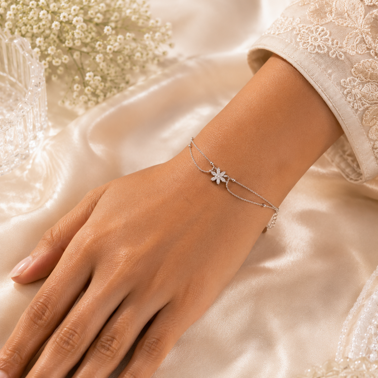 Astera Silver Bloom Bracelet