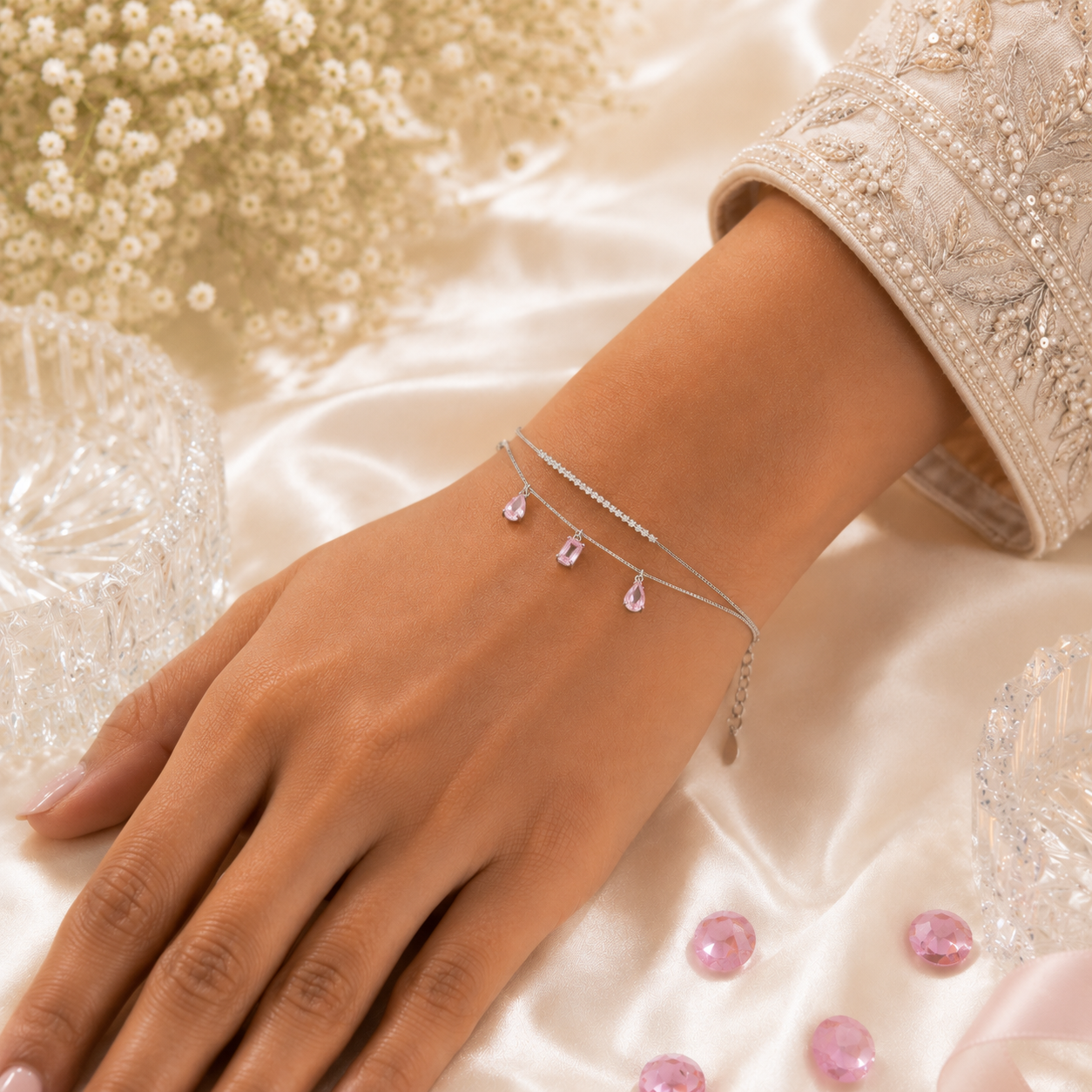 Rosé Whisper Silver Bracelet