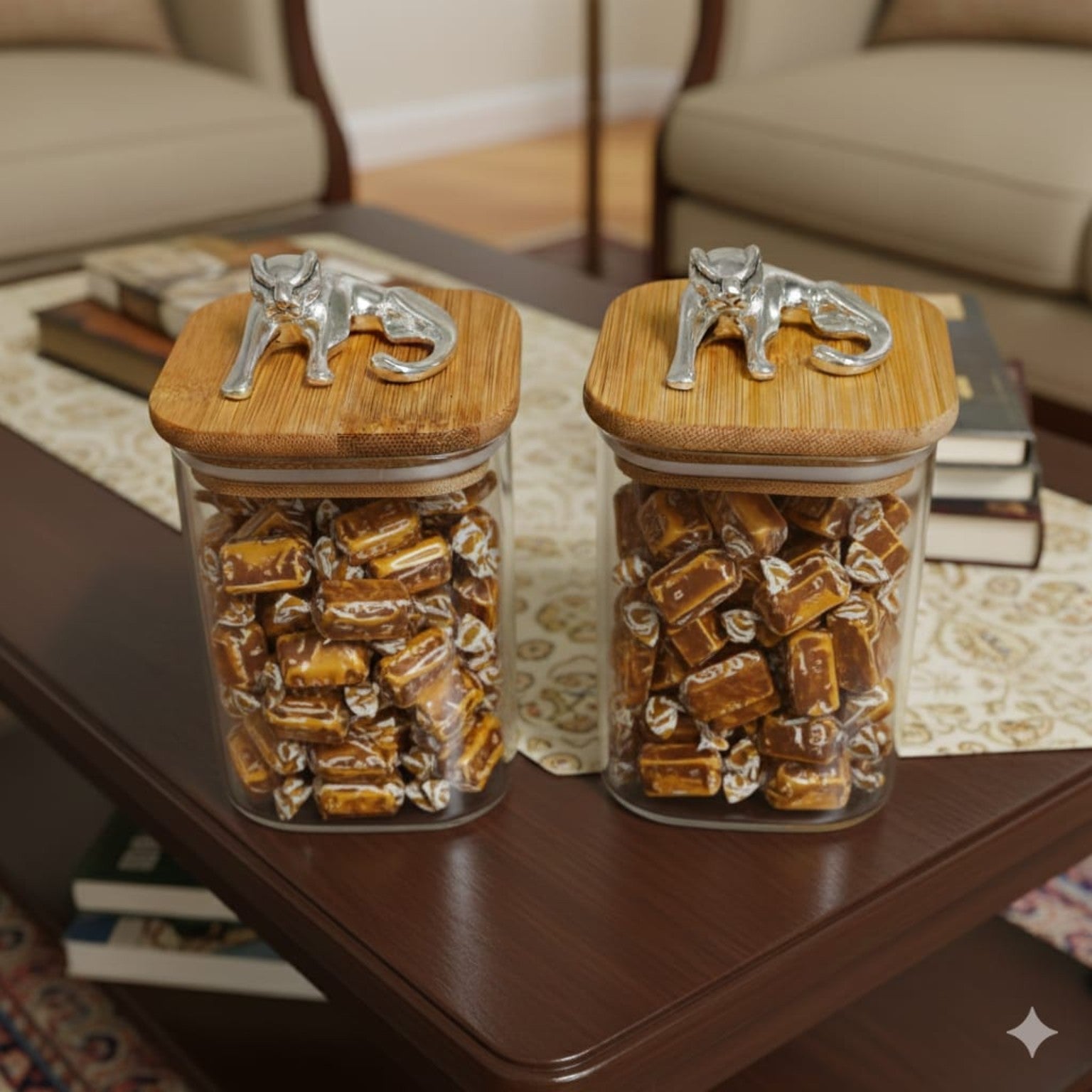 Regal Feline Silver Accent Storage Jars