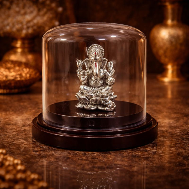 Shubh Labh Ganesha – Pure 999 Silver Dome
