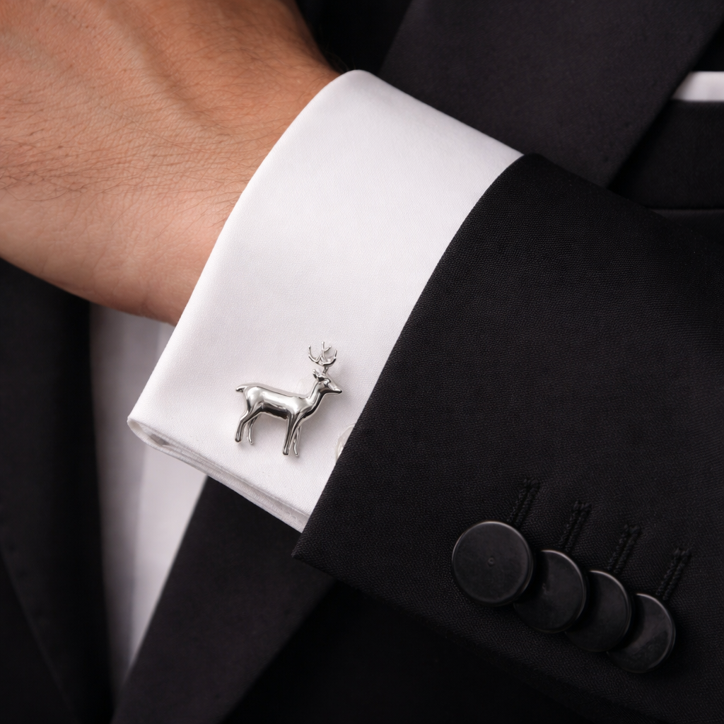 Regal Stag Silver Cufflinks