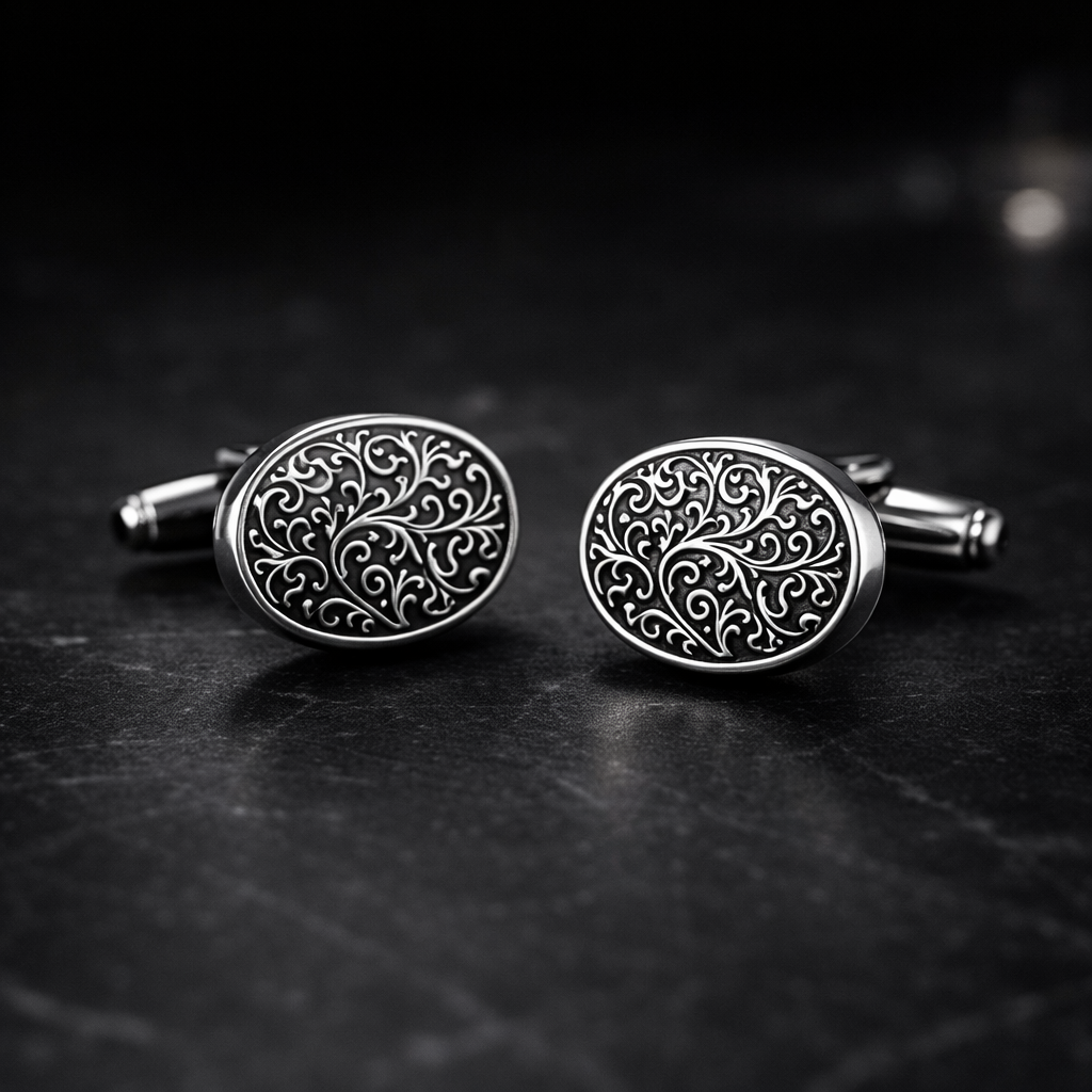 Regal Filigree Silver Cufflinks
