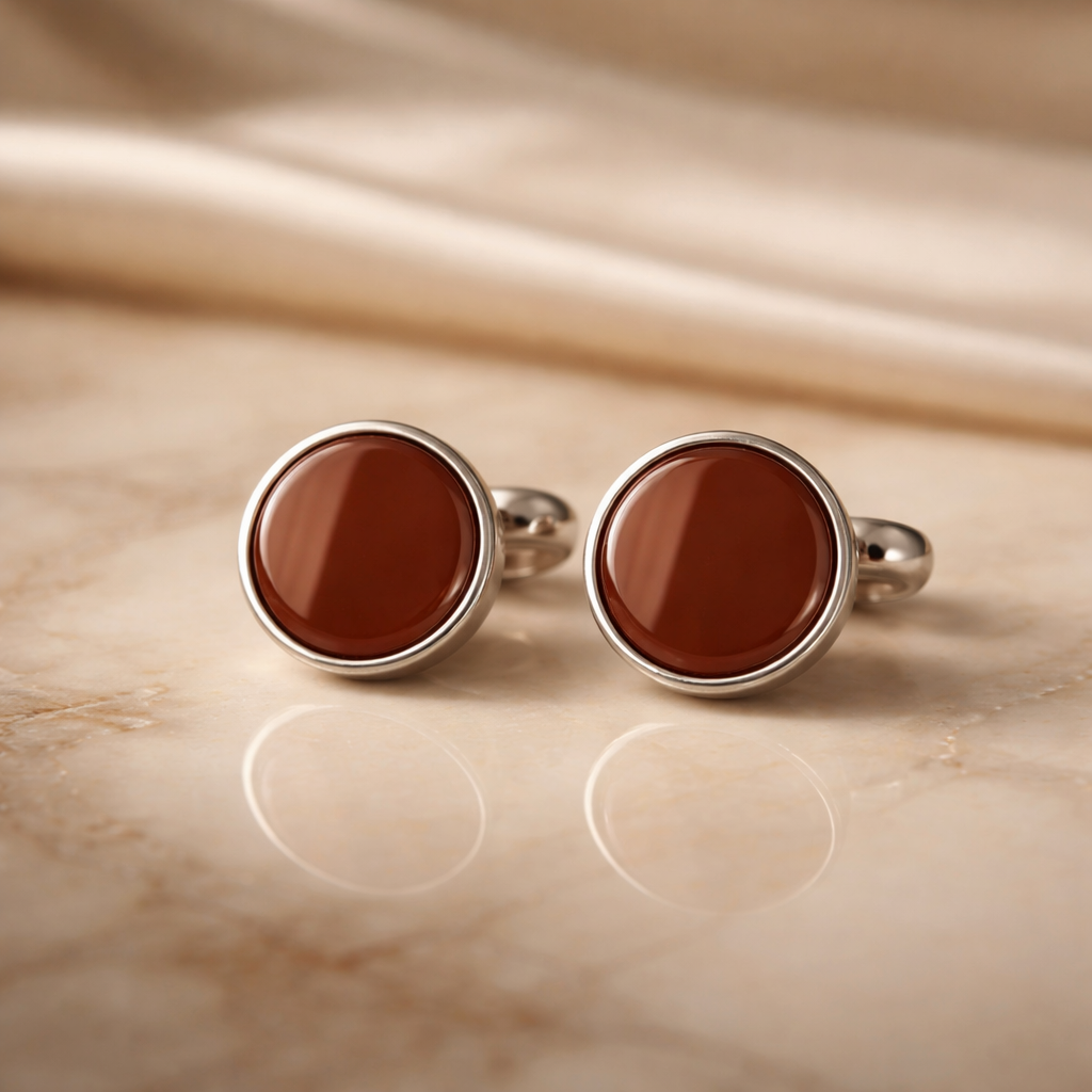 Aurelius Red Stone Silver Cufflinks