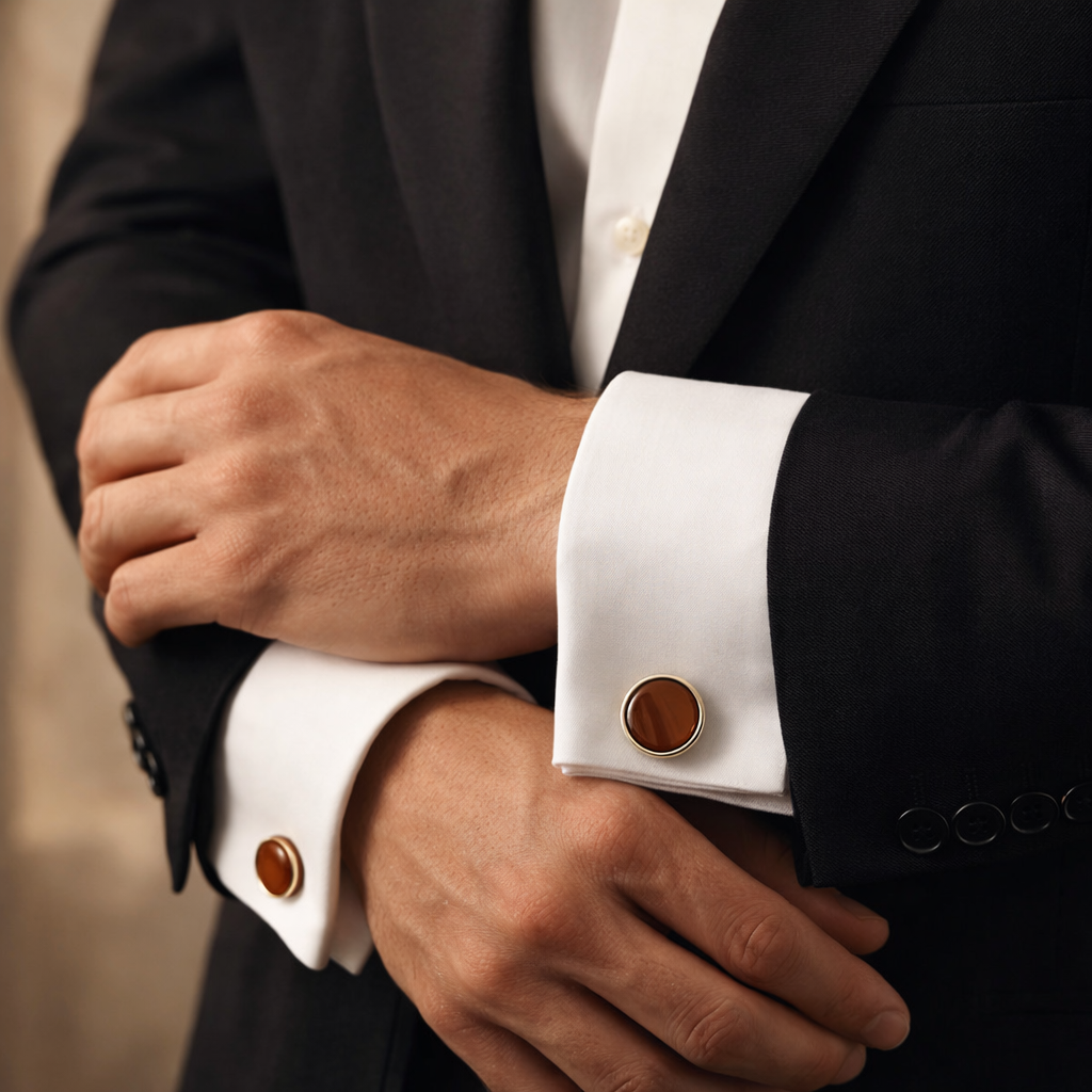 Aurelius Red Stone Silver Cufflinks
