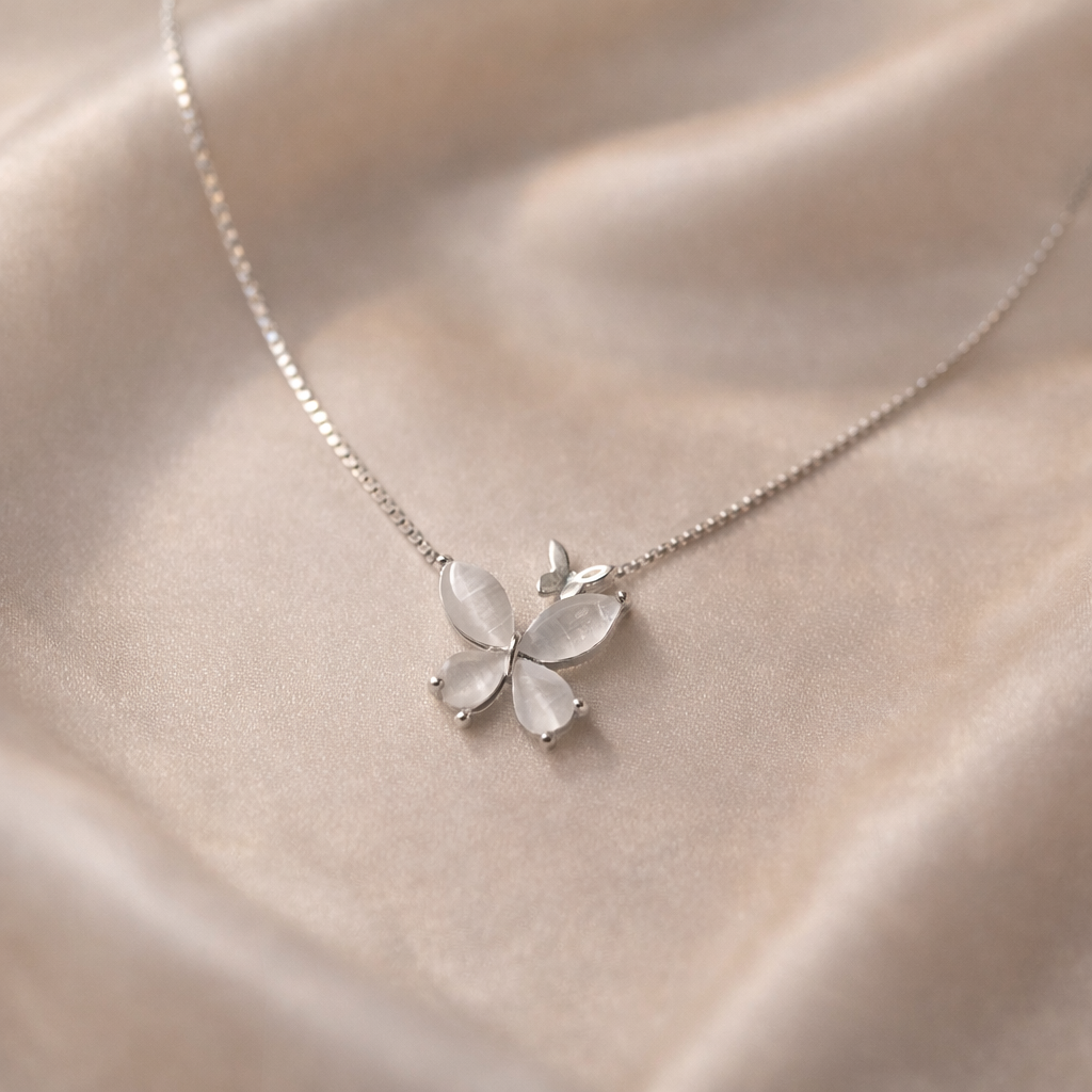 Moonpetal Butterfly Silver Chain