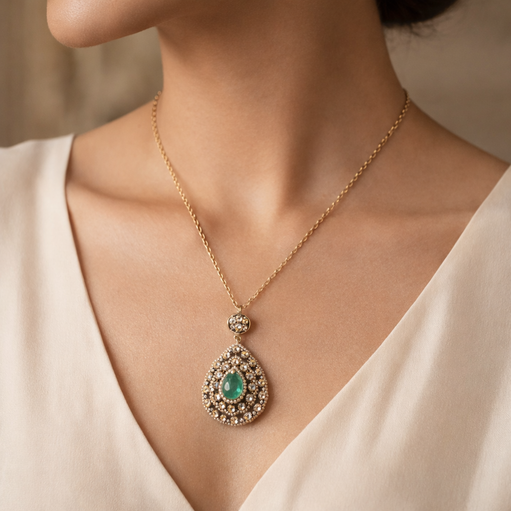 Noor Emerald Teardrop Pendant