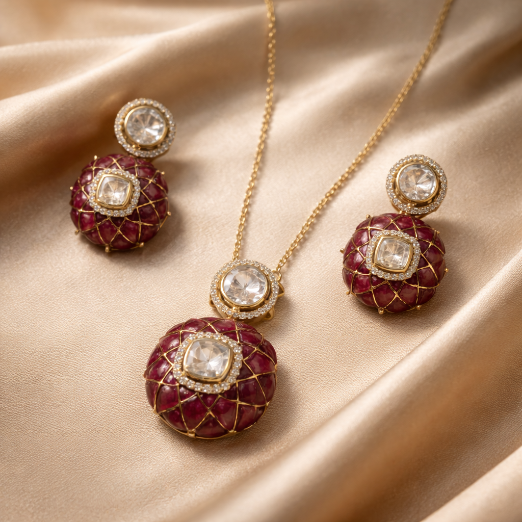 Ruby Lattice Glow Pendant Set