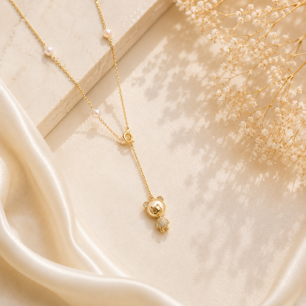 Mridu Teddy Pearl Lariat Necklace