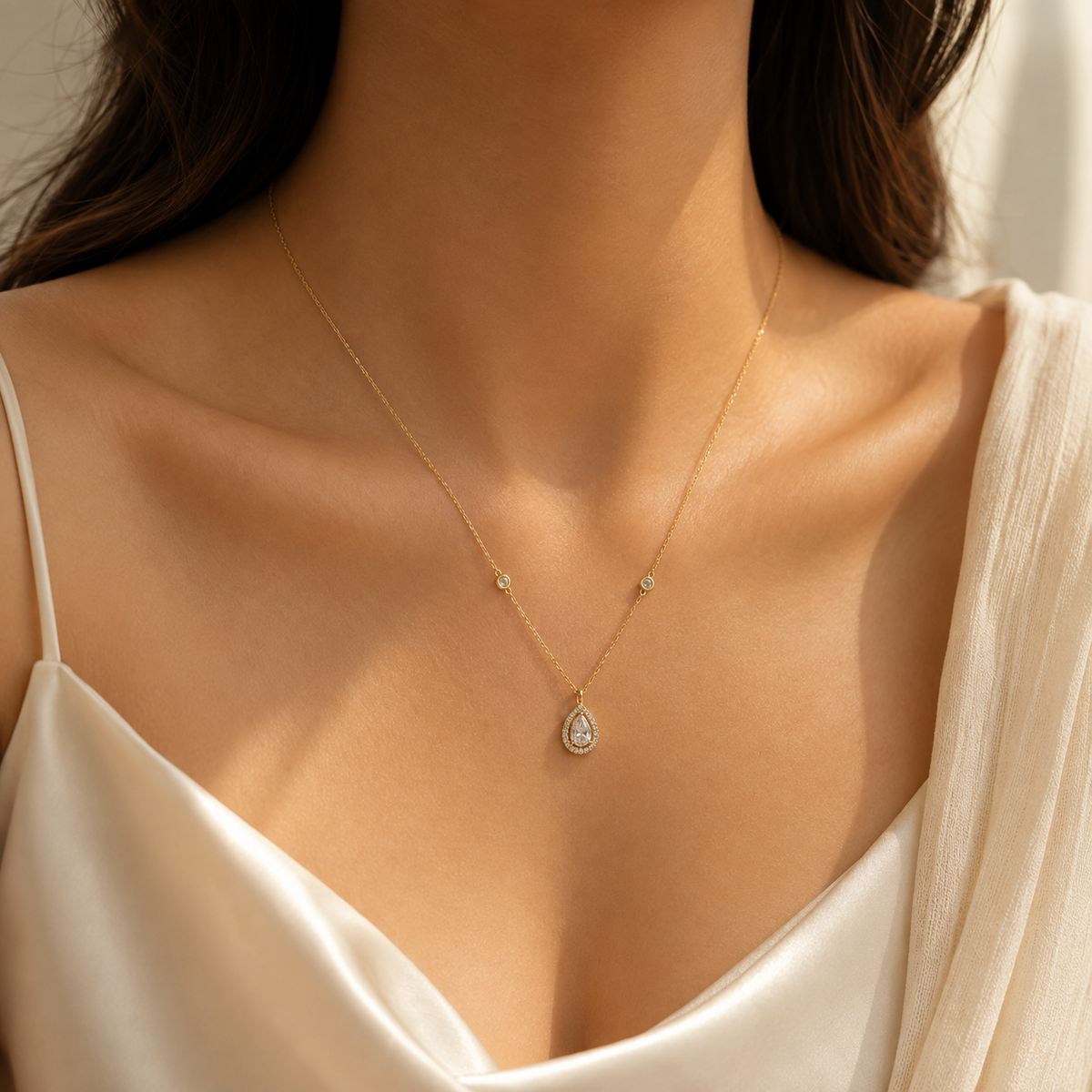 Vamika Teardrop Y Necklace