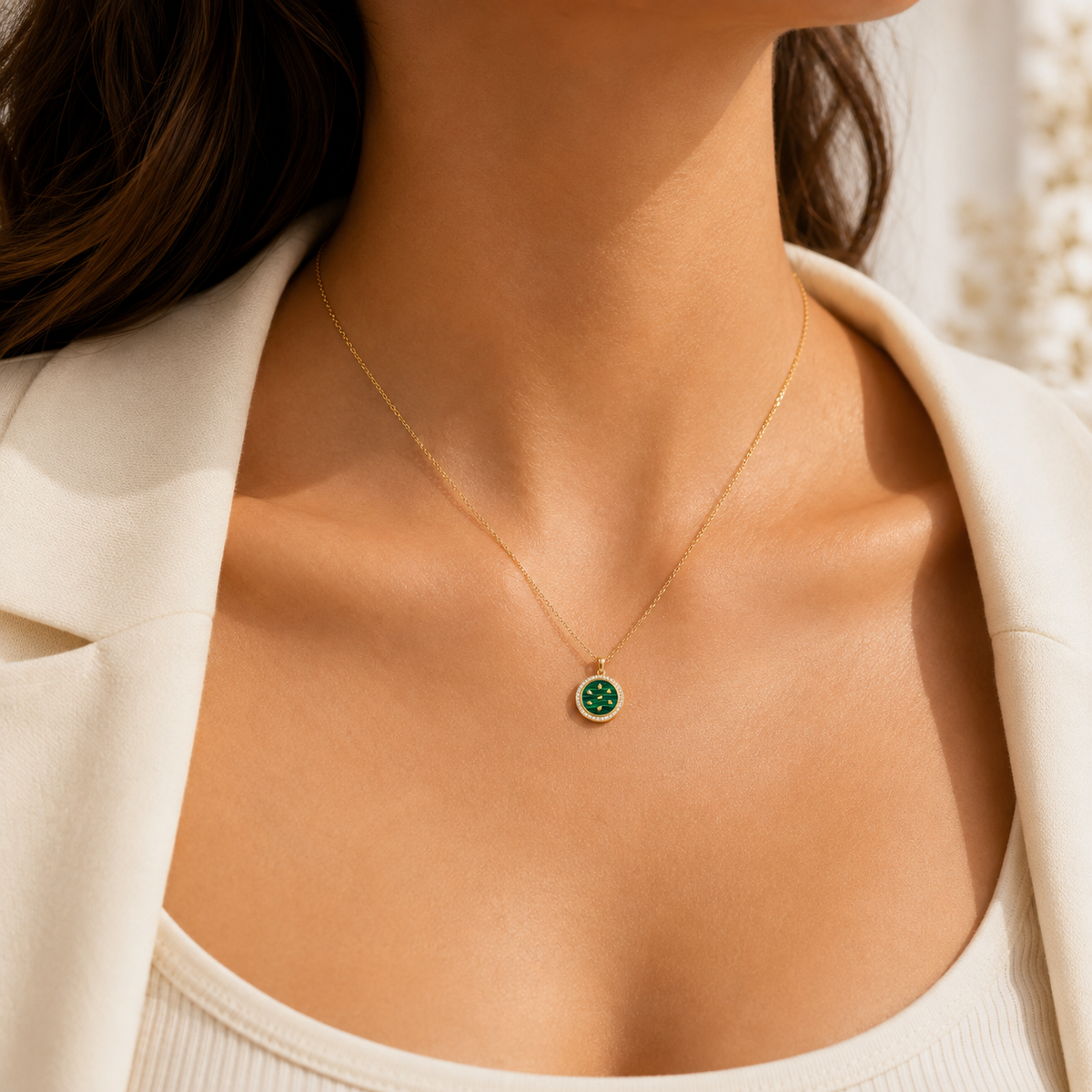Vedika Green Halo Necklace