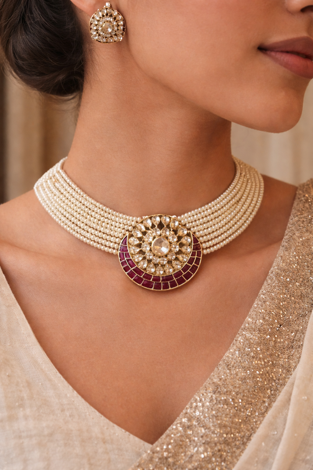 Chandrika Polki Pearl Choker