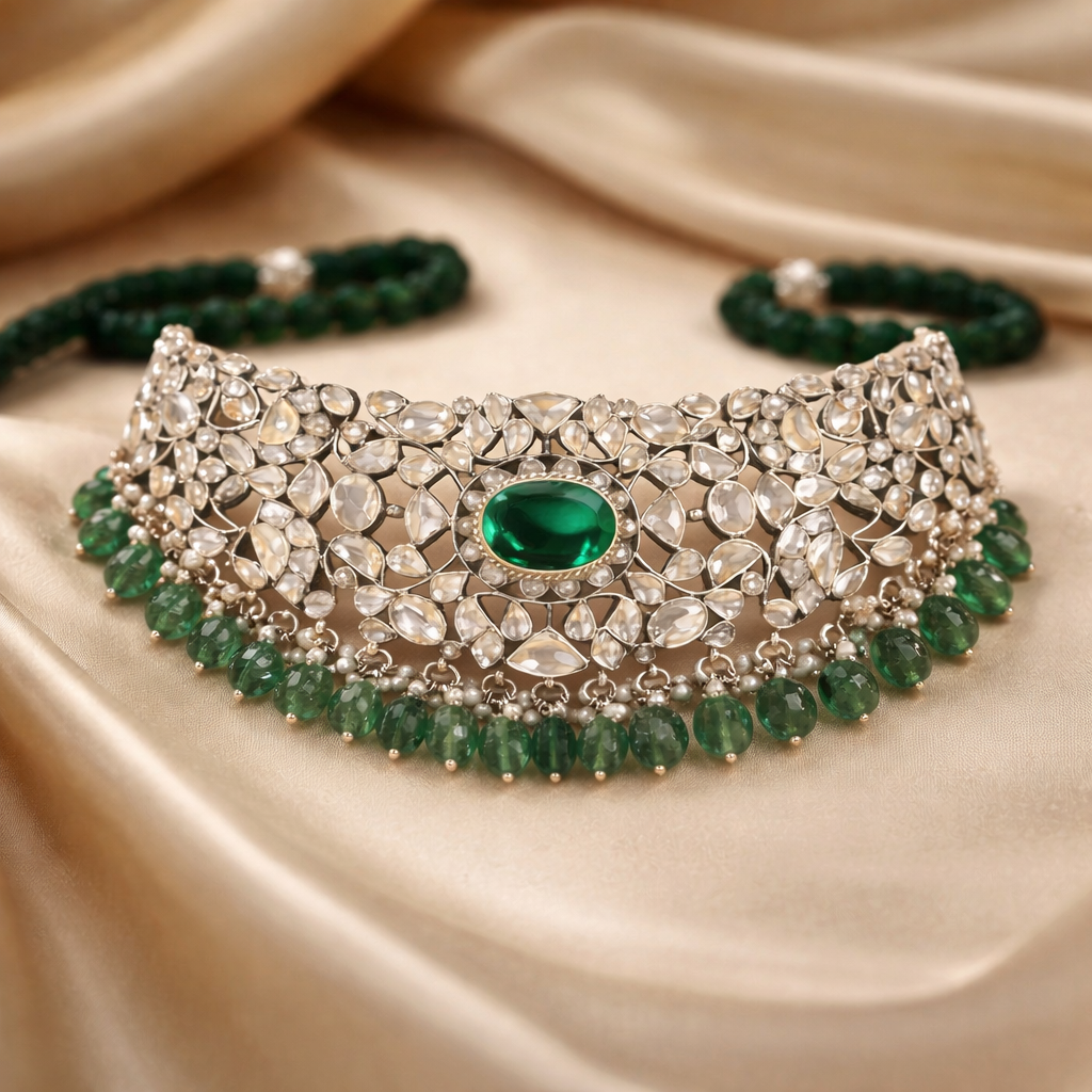 Heirloom Emerald Kundan Choker