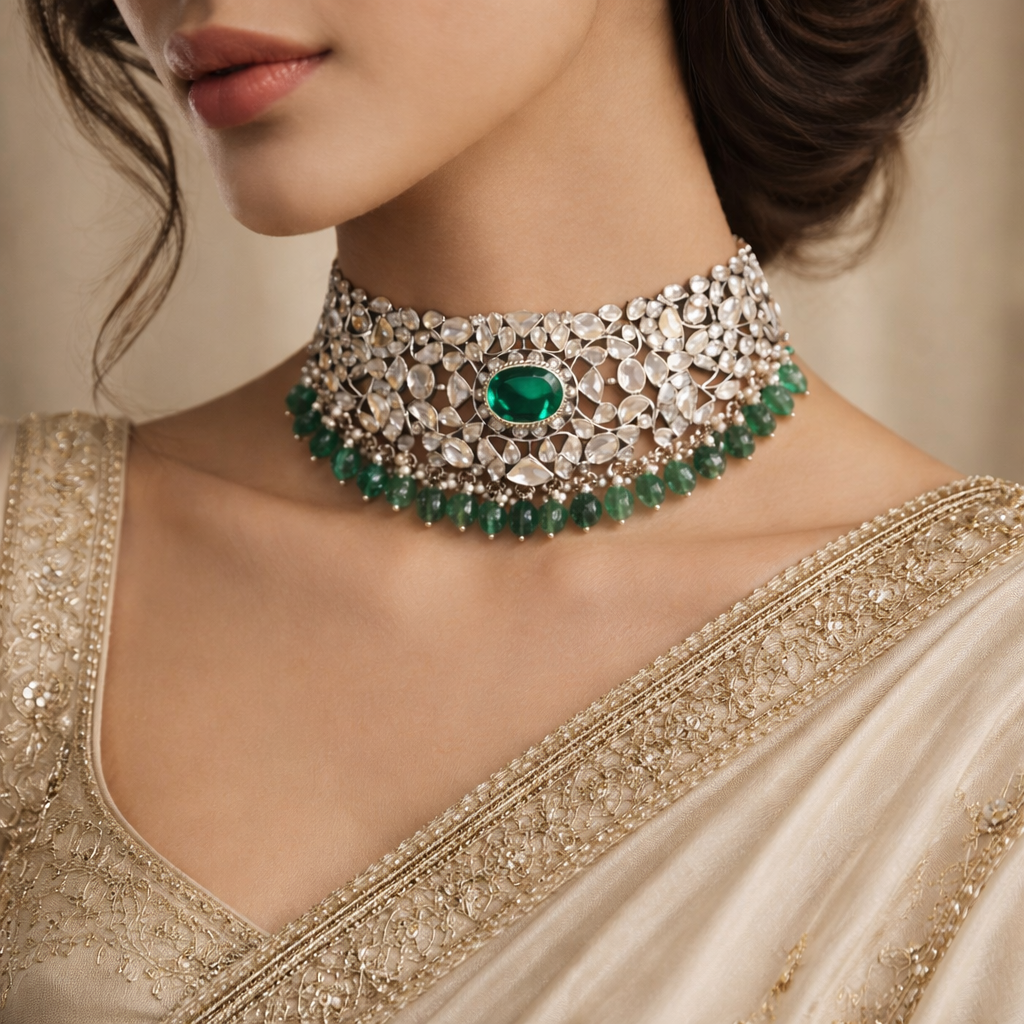 Heirloom Emerald Kundan Choker
