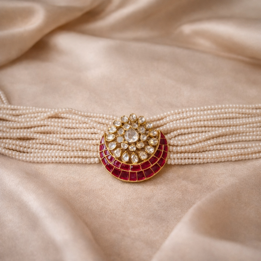 Crimson Halo Pearl Choker