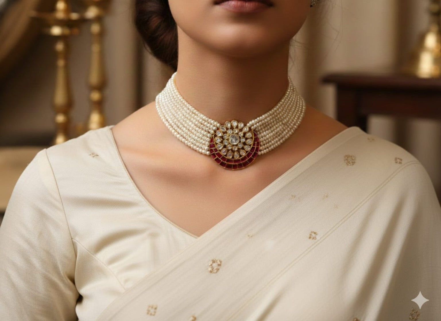 Crimson Halo Pearl Choker