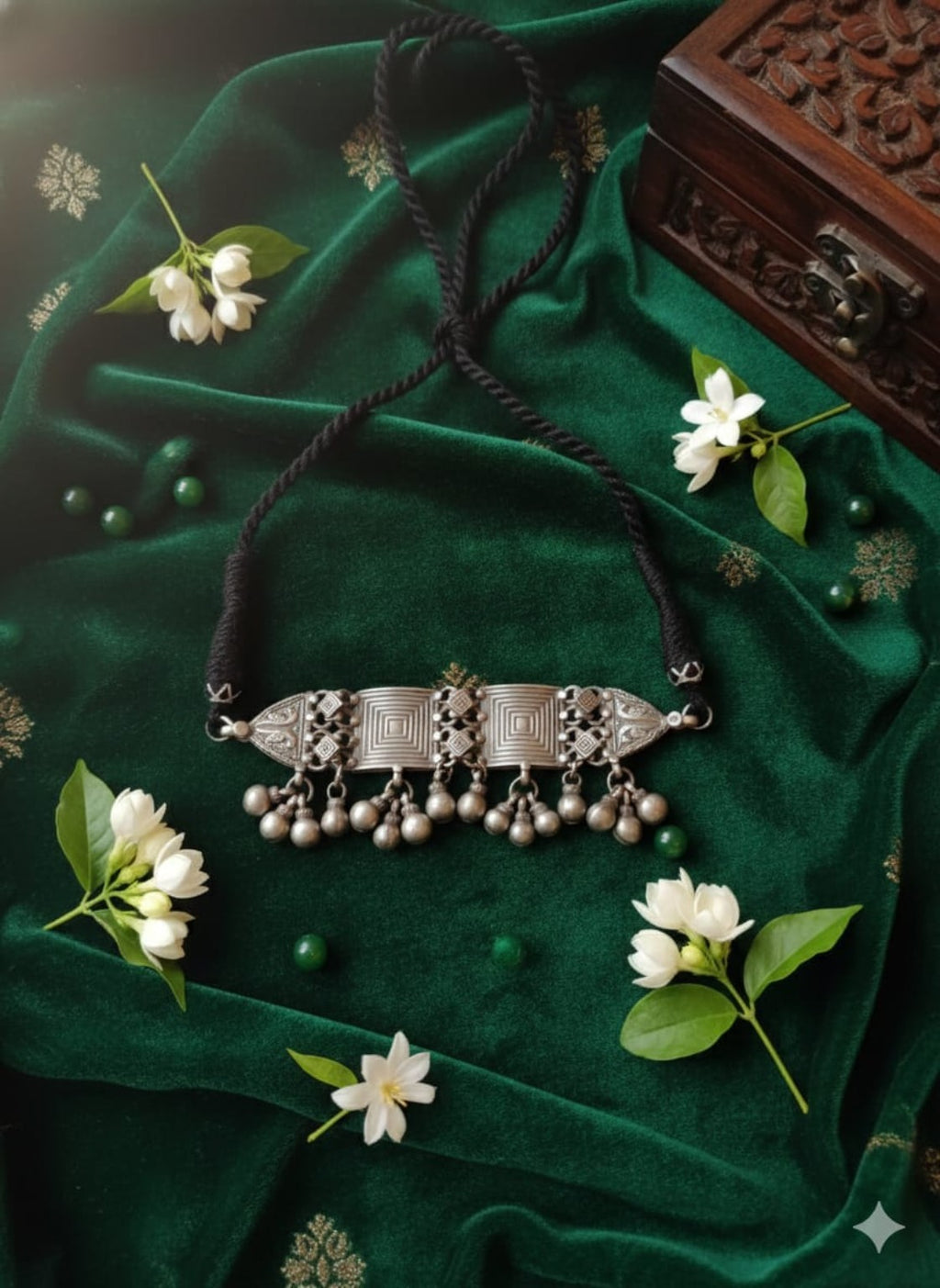 Anika Oxidised Silver Tribal Choker