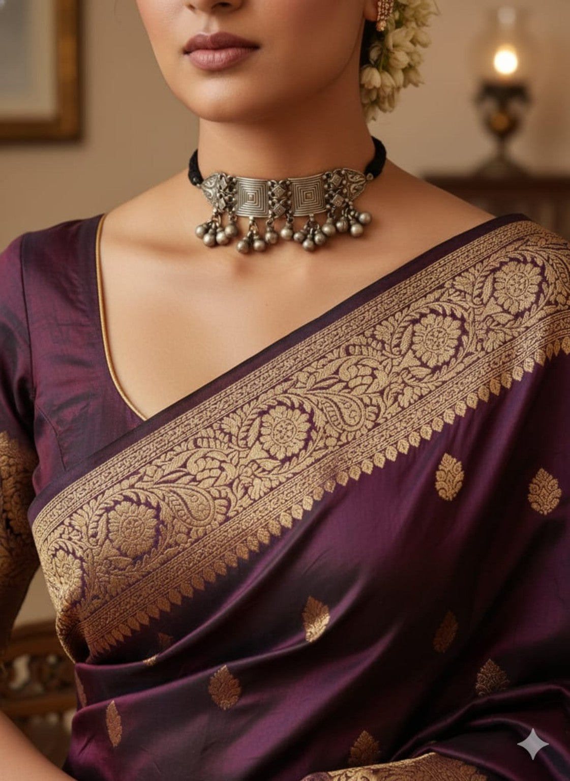 Anika Oxidised Silver Tribal Choker