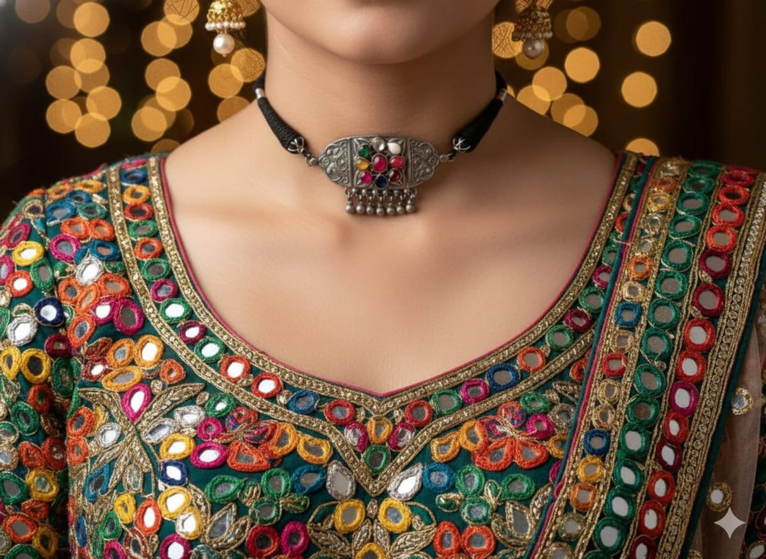Navrang Oxidised Silver Choker