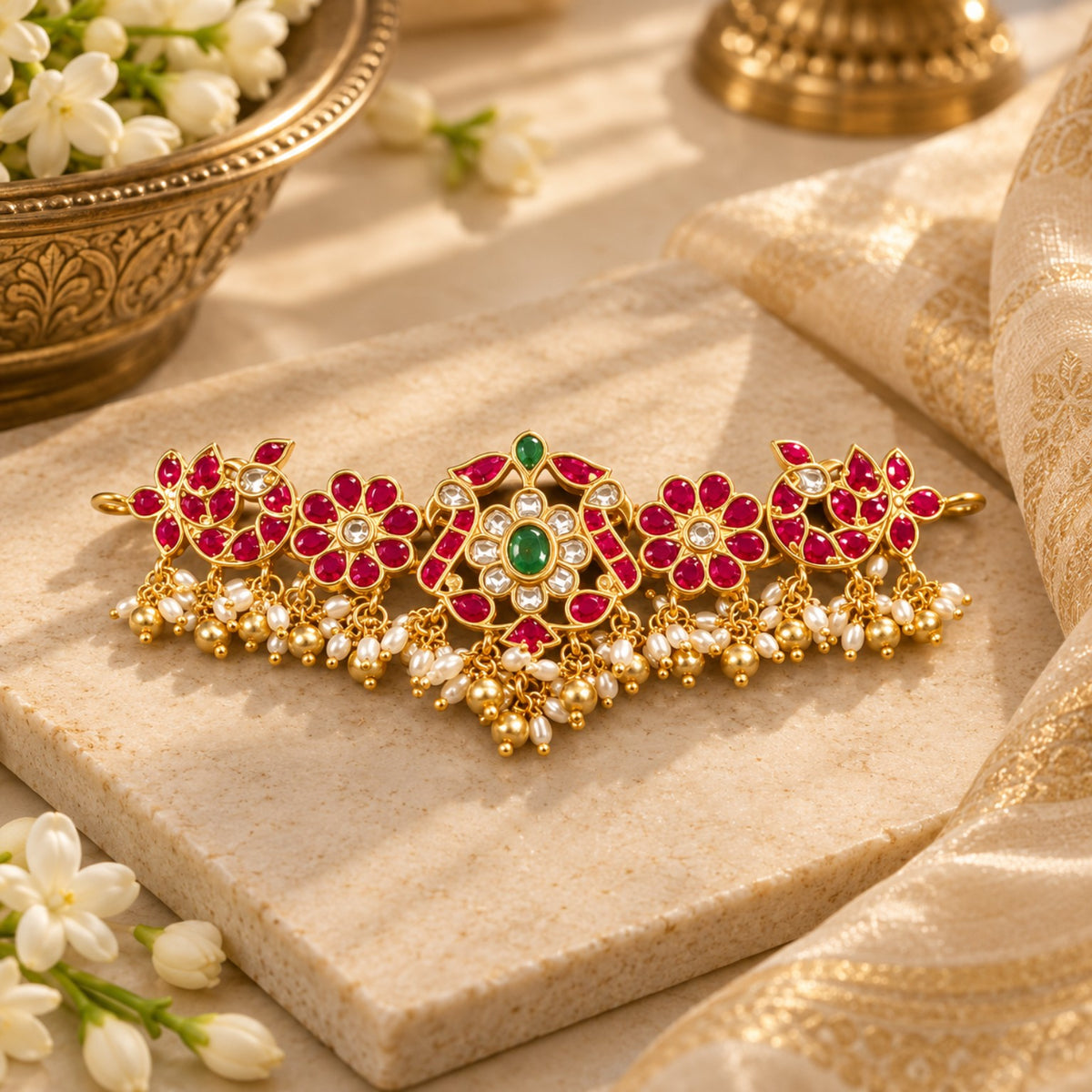Gulrani Emerald Kundan Choker