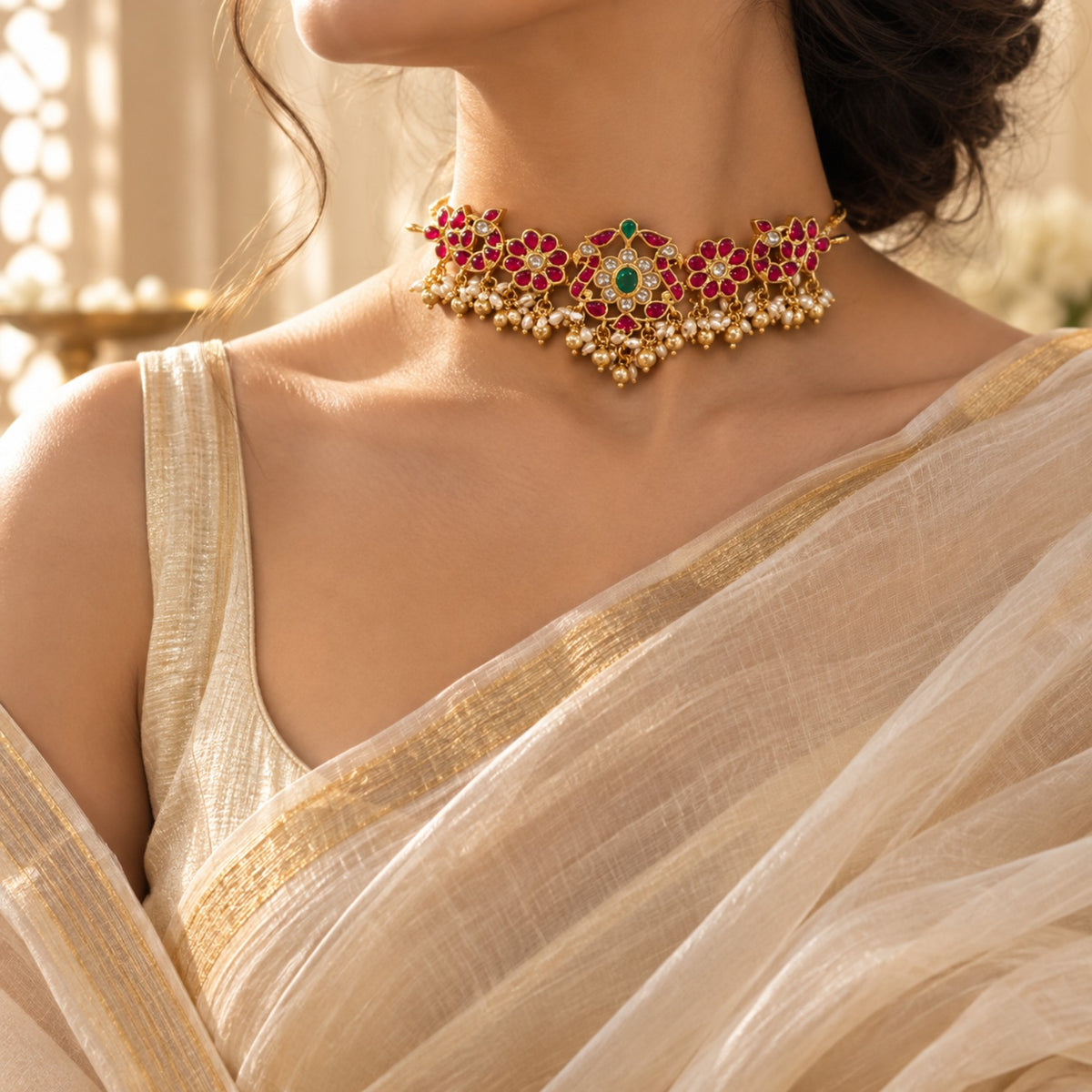 Gulrani Emerald Kundan Choker