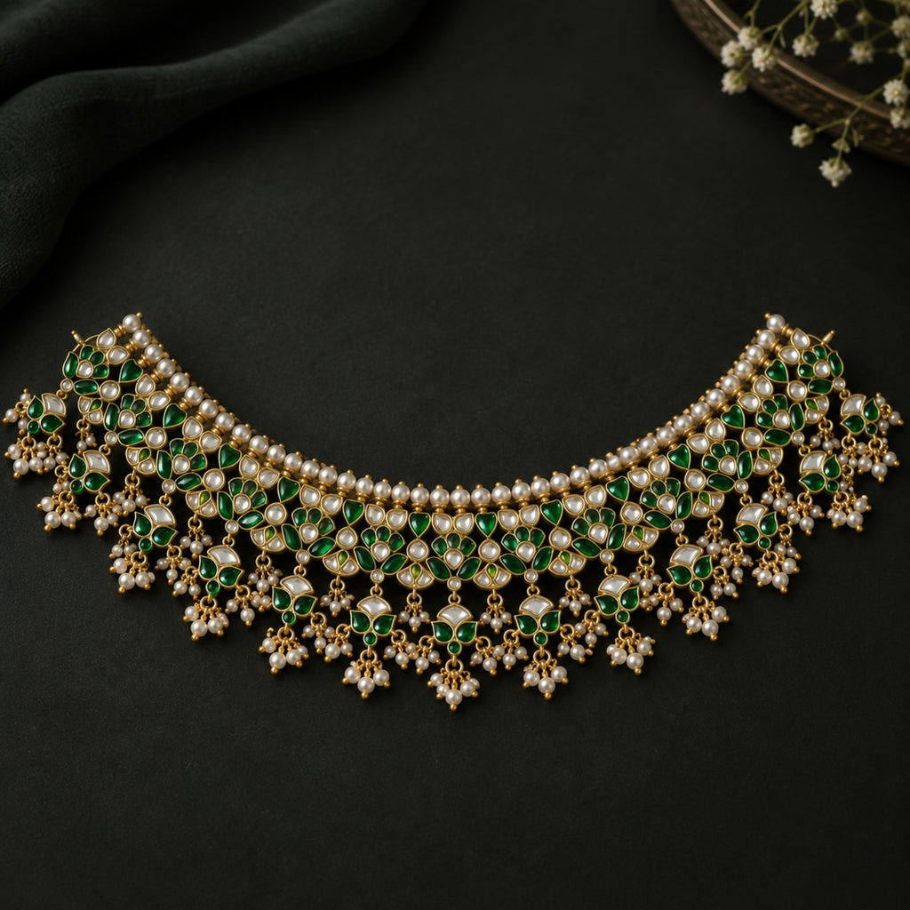 Royal Emerald Cascade Bridal Choker