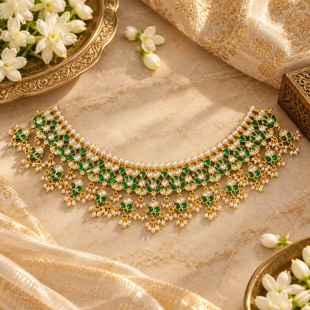 Royal Emerald Cascade Bridal Choker